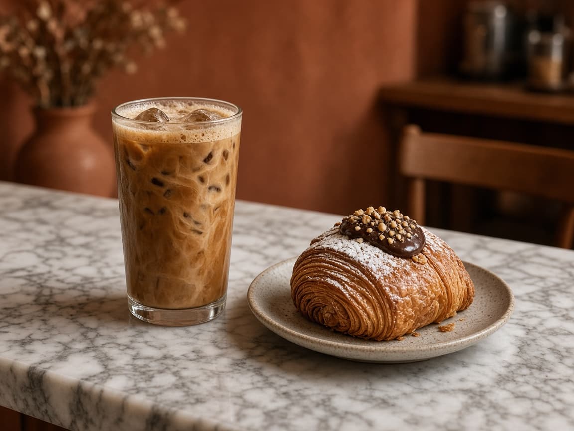 Cold coffee & pastry