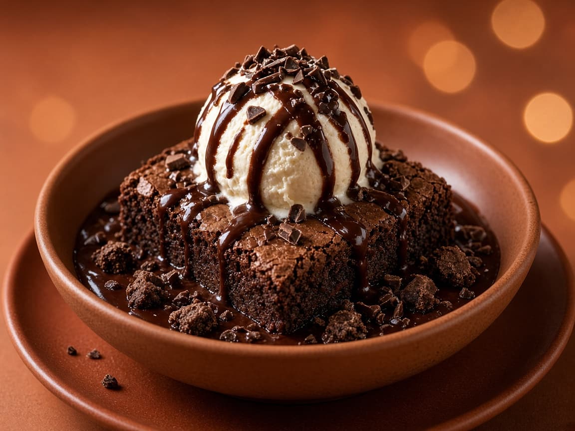 Chocolate brownie sundae