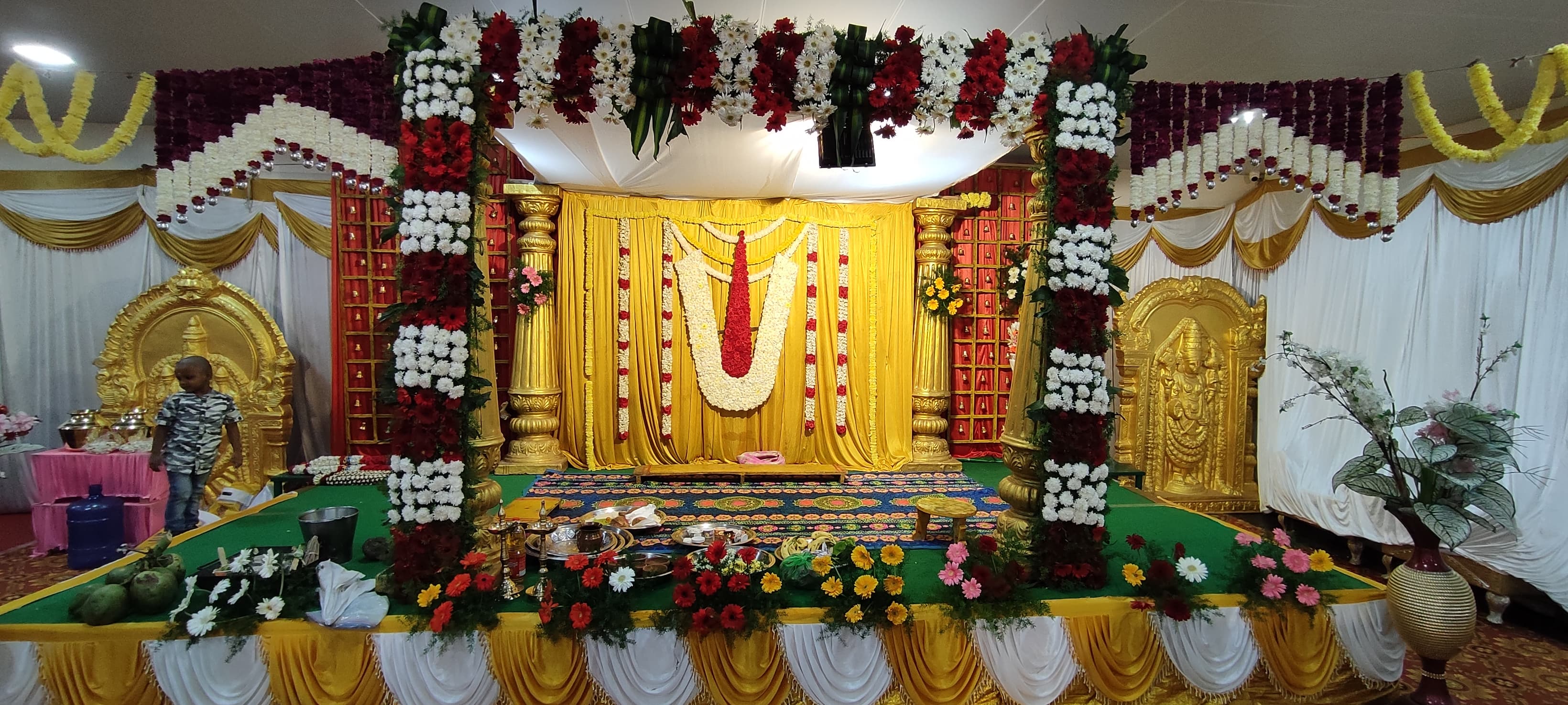 Traditional Golden Floral Reception Stage